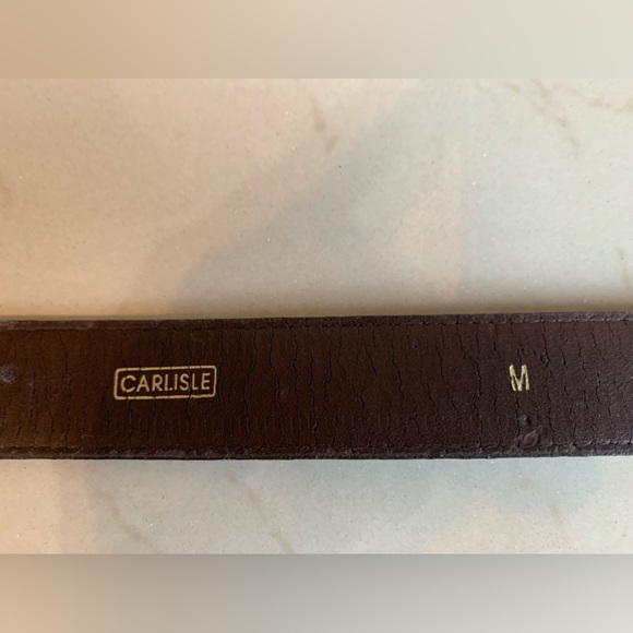 “RARE” CARLISE LEATHER BELT WITH METAL ALLIGATOR BUCKLE - MEDIUM - Picture 9 of 11